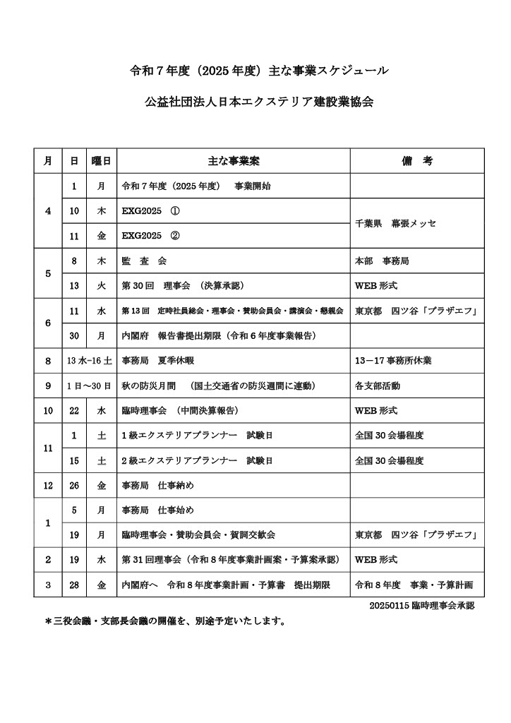 事業スケジュール